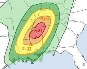 Storm Prediction Center upgrades chance for supercell tornado activity