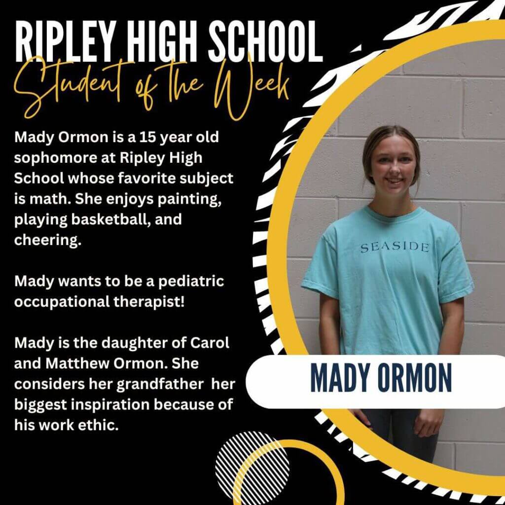 Ripley High School Names Student of the Week