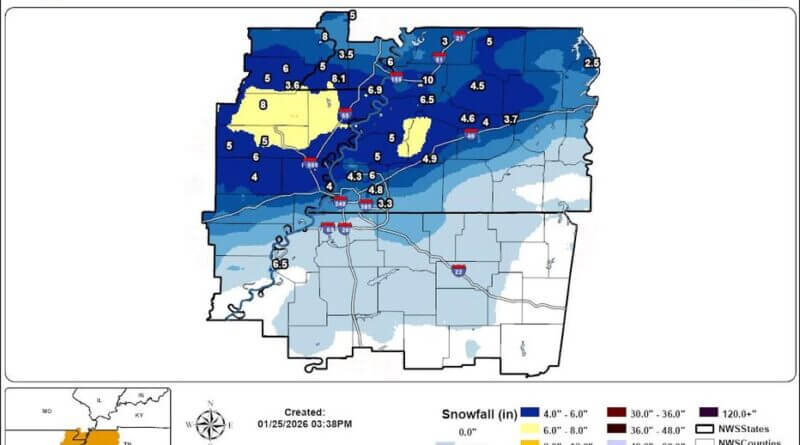 👇Here is a preliminary map of the snow/sleet totals from the Winter Storm that just ended
