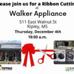 Ripley Celebrates Grand Opening with Ribbon Cutting at Walker Appliance on Dec. 4 Image for: Ripley Celebrates Grand Opening with Ribbon Cutting at Walker Appliance on Dec. 4