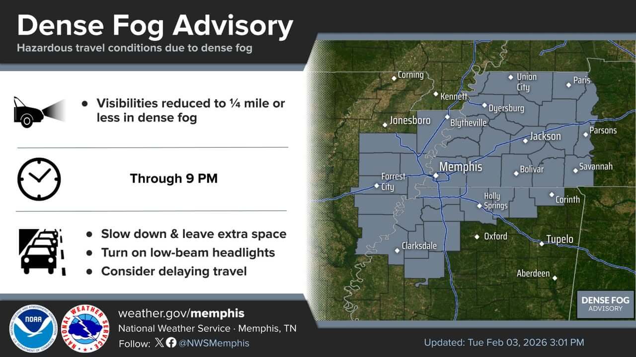 Dense Fog Advisory in Effect Until 9 p.m. | Tippah News