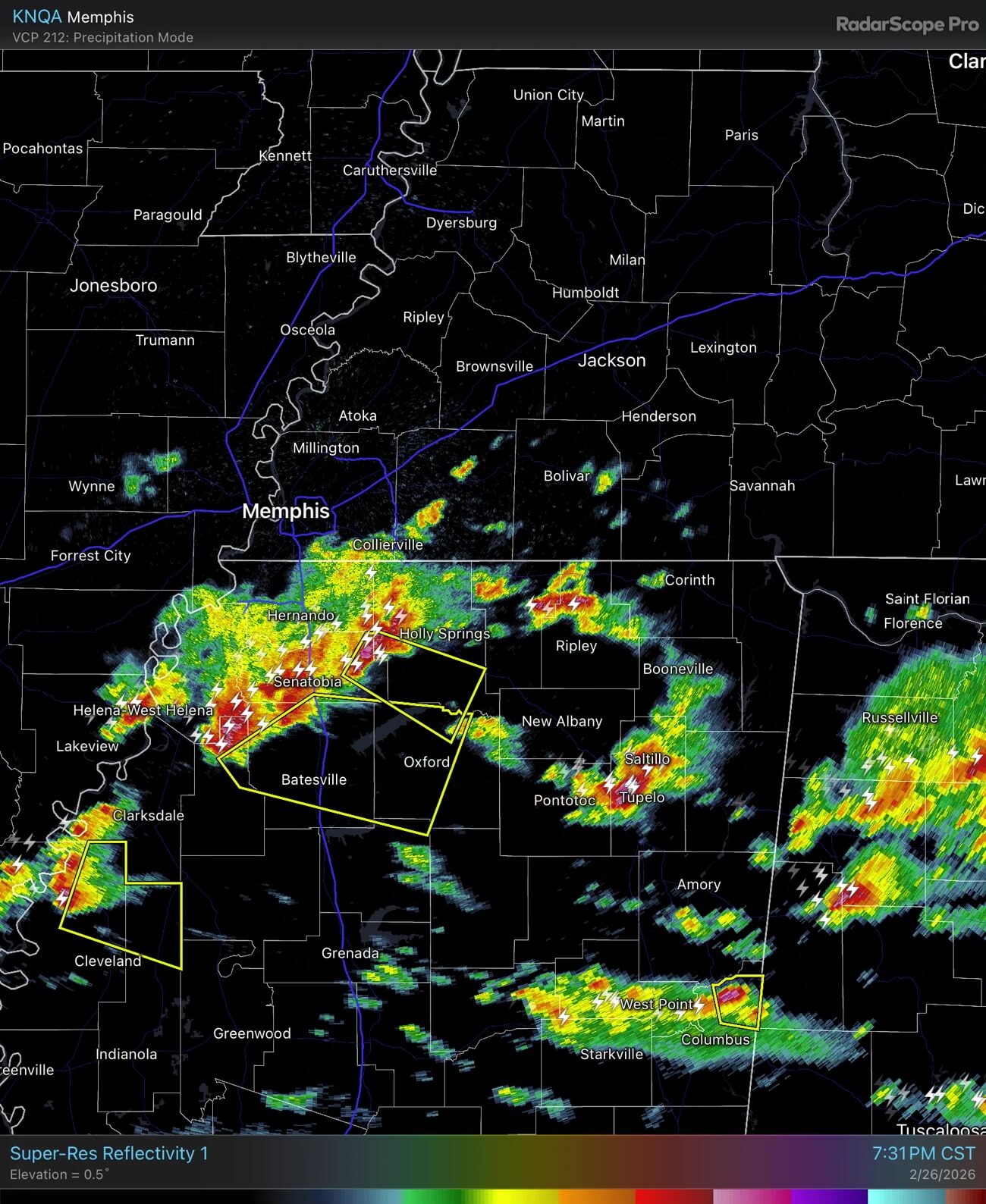 Severe storms with large hail move across north Mississippi, radar says ...