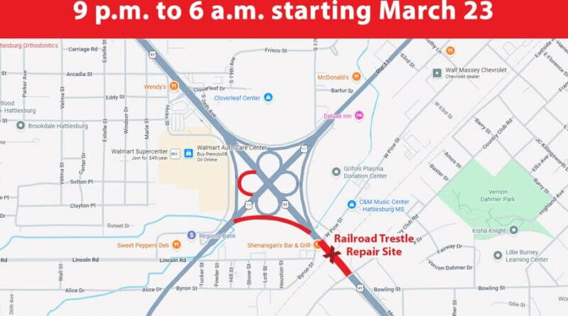 U.S. 49 ramps in Forrest County to close nightly for trestle repairs, MDOT says Photos from Mississippi Department of Transportation's post