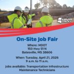 MDOT to hold job fair in Batesville on April 21 📢 SAVE THE DATE: Upcoming MDOT job fair for roles in Northeast Mississippi!