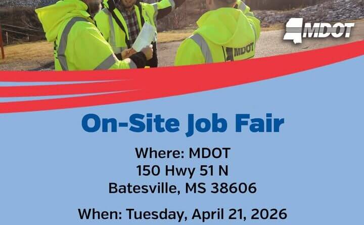 MDOT to hold job fair in Batesville on April 21 📢 SAVE THE DATE: Upcoming MDOT job fair for roles in Northeast Mississippi!