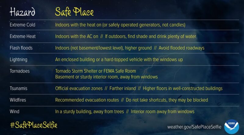 NOAA urges people to post photos for #SafePlaceSelfieDay Tomorrow is #SafePlaceSelfieDay