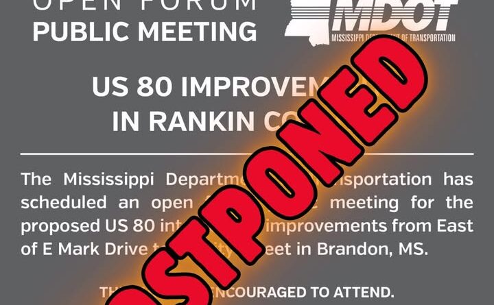 MDOT postpones Brandon public meeting on U.S. 80 intersection project 🚨 UPDATE - Please TAKE NOTE: