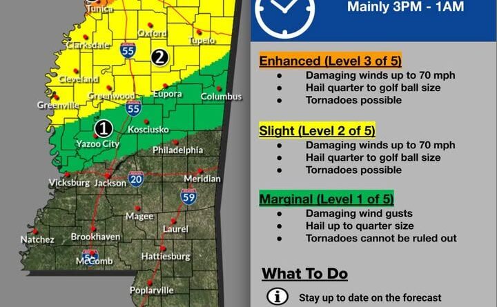 National Weather Service issues enhanced severe-weather risk for northern Mississippi Photos from Mississippi Emergency Management Agency's post