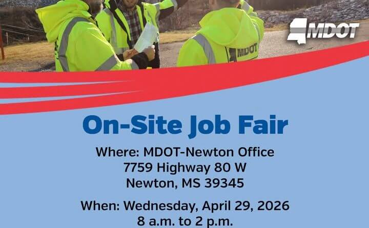 Mississippi DOT to hold job fair April 29 in Newton ☝️ Hey, y'all - Don't forget about our job fair TOMORROW, April 29, in Newton!