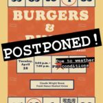 Collegiate Farm Bureau postpones Burgers and Bingo event over weather threat Due to the threat of inclement weather the Burgers and Bingos event is postponed!