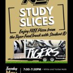 Tiger Food Truck to hand out free slices to students tomorrow night Swing by Study Slices tomorrow night and grab a FREE slice from the Tiger Food Truck