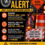 Nightly roadwork begins June 1 on Second Street, Highway 145; police warn of delays 🚨TRAFFIC ALERT🚨