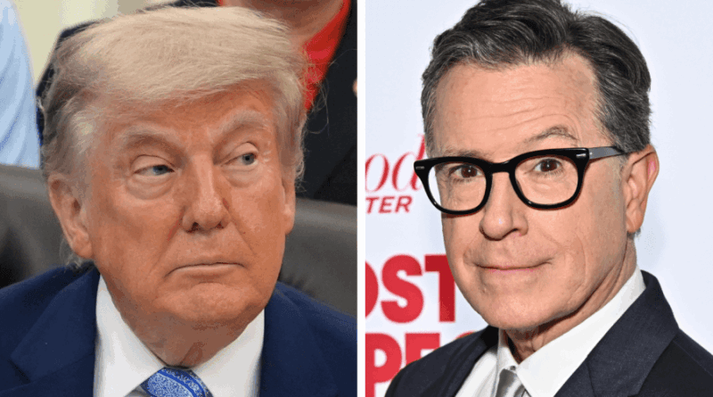 Trump posts AI video depicting him throwing Colbert in a dumpster and dancing