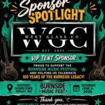 Burnside Music Festival organizers thank West Glass Co. for VIP sponsorship 🎸 Huge thank you to West Glass Co