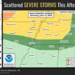 Forecasters warn of low-to-medium chance of severe storms for parts of Ark., Mo. and Tenn. There is a low to medium chance of severe storms for locations across eastern AR, the MO Bootheel, a