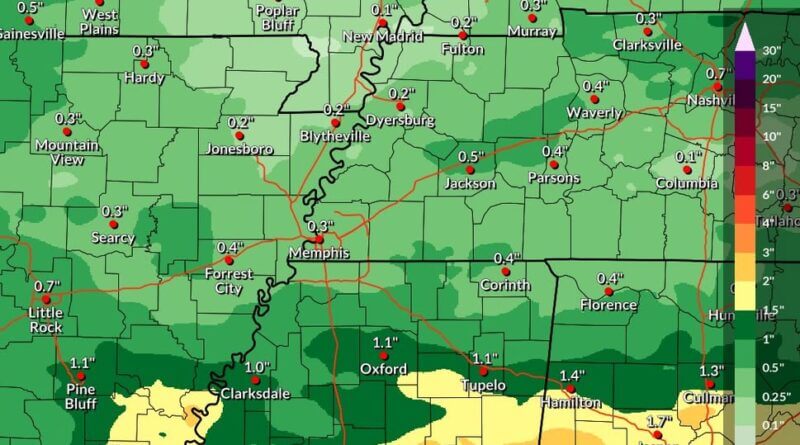Forecast rainfall totals now through Saturday continue to decrease