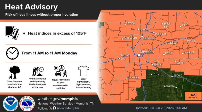 NWS Memphis tweaks Heat Advisory as prolonged heat wave begins Photos from US National Weather Service Memphis Tennessee's post