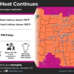 NWS Memphis warns of heat indices above 105°F; isolated storms may bring 60 mph gusts Photos from US National Weather Service Memphis Tennessee's post