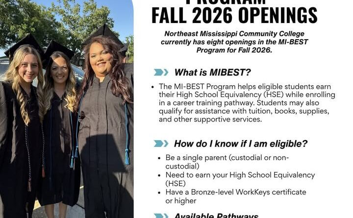 Northeast Mississippi Community College MI-BEST program has eight openings for fall 2026 🚨 Only 8 Spots Available for Fall 2026!
