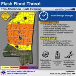 Elevated flash flood threat for much of Mississippi Tuesday ⚠️ Flash Flood Threat Tuesday (7/14/26) ⚠️