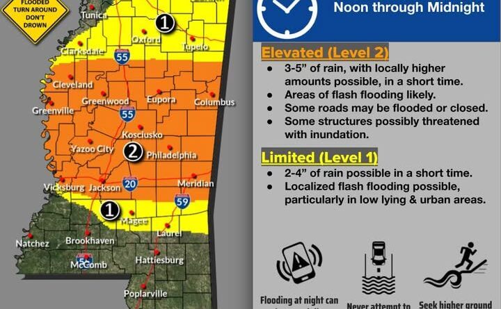 Officials warn of severe storms, flash flooding across Mississippi ⚠️ Please stay weather aware today (7/14/26) as severe weather is forecasted in the majority of Miss