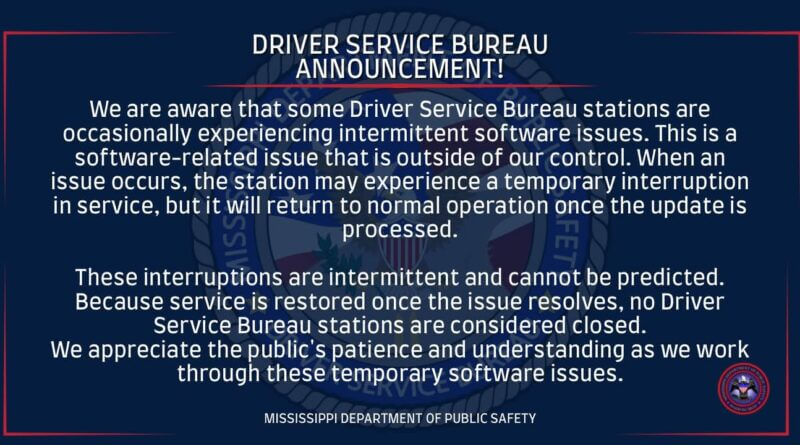 Driver Service Bureau reports intermittent software issues at stations We are aware that some Driver Service Bureau stations are occasionally experiencing intermittent sof