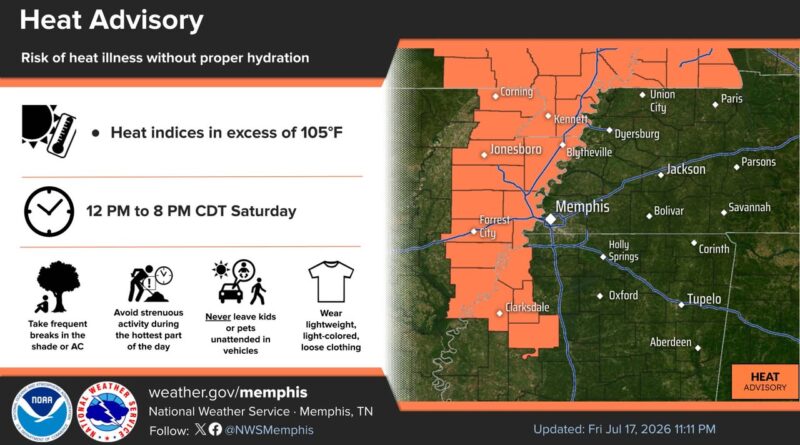 Heat advisory in effect Saturday for western Mid-South 🥵A Heat Advisory is now in effect for Saturday for western portions of the Mid-South
