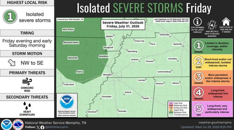 Marginal severe weather risk for northeastern Arkansas as cold front moves in A Marginal Risk has been placed over portions of northeastern Arkansas for Friday evening and early