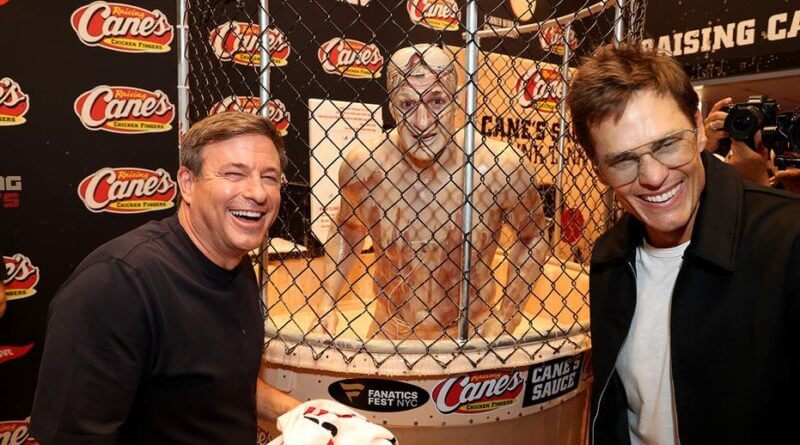 Tom Brady dunks Rob Gronkowski into Raising Cane’s sauce at Fanatics Fest, owner says Raising Cane's owner Todd Graves on how viral Tom Brady-Rob Gronkowski dunk tank came to be at Fanat