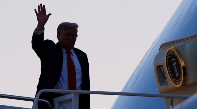 Trump transfers to new Air Force One in the UK on NATO trip’s final leg Trump stops to transfer from old to new AF1 in the UK on the last leg of NATO trip