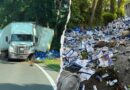 Tractor-trailer overturns, spills thousands of beer cans across Connecticut highway Thousands of beer cans spill across Connecticut highway after tractor-trailer overturns