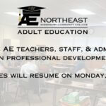 NEMCC Adult Education staff to take part in campuswide professional development Just a reminder that all of our NEMCC Adult Education staff members will be participating in campus