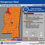 Dangerous heat to persist in Mississippi through early next week 🥵 Dangerous heat is sticking around through early next week