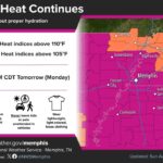 NWS Memphis warns of extreme heat with heat indices above 110 degrees Fahrenheit Photos from US National Weather Service Memphis Tennessee's post