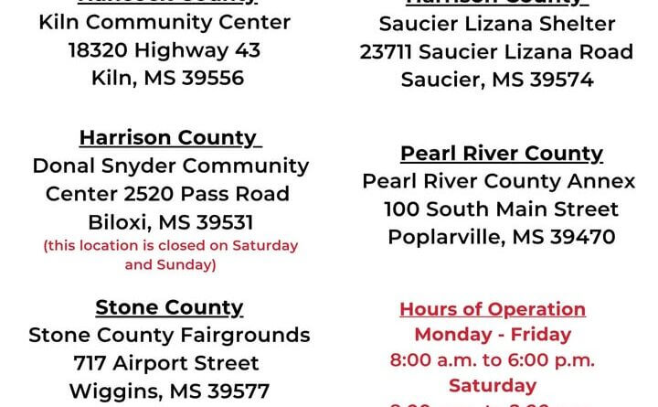 FEMA opens five disaster centers in Mississippi after Tropical Storm Arthur REMINDER: Five Disaster Service Centers are open and ready to serve residents who suffered damage du