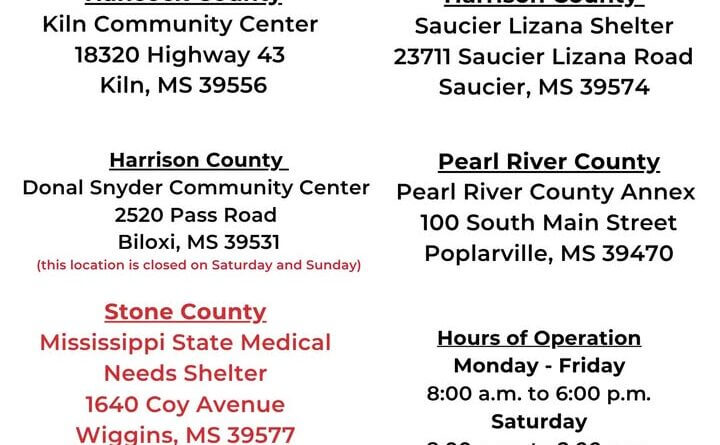 Stone County disaster service center moves to Wiggins on Aug. 31 LOCATION CHANGE: The Disaster Service Center for Tropical Storm Arthur/DR-4930-MS in Stone County wi