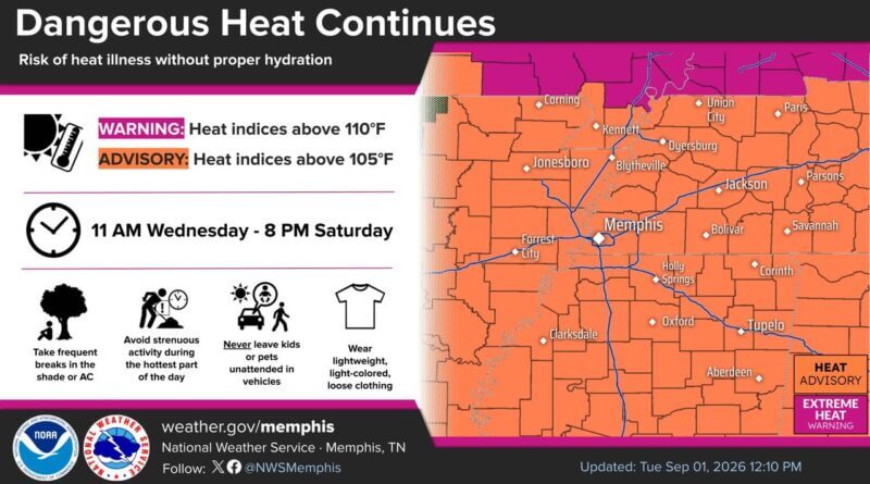 NWS Memphis issues areawide Heat Advisory through Sunday Photos from US National Weather Service Memphis Tennessee's post