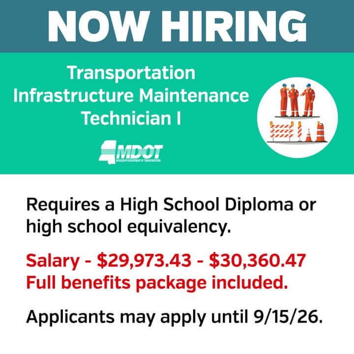 👷 Another job opportunity with MDOT in Panola County!