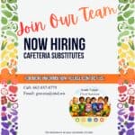 South Tippah Schools Hiring Cafeteria Substitutes in Ripley South Tippah Child Nutrition flyer announcing it is hiring cafeteria substitutes, with contact phone and email