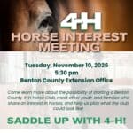 Benton County 4-H Horse Club Meeting Set Nov. 10 in Ashland Flyer for the Benton County 4-H horse club interest meeting Nov. 10 in Ashland