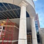 BMCU Center for Grace and Healing Ribbon-Cutting Set for Nov. 6 Cast stone columns at the entrance of BMCU's Center for Grace and Healing under construction in Blue Mountain