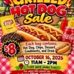 Tippah County roundup, Oct. 14, 2026: Ripley lunch sale supports residents’ Christmas; Dr. June Powell remembered Flyer for the Diversicare of Ripley hot dog sale on Oct. 16, 2026, showing an $8 lunch bag