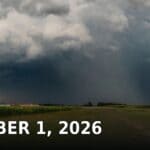 Tippah County News Today, Oct. 1: Rain Friday, Burn Ban, Voter Deadline Dark storm clouds and a curtain of rain over open farmland, with a dated Tippah News banner reading October 1, 2026