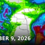 Tippah County News Today, October 9: Flood Watch Tonight, Burn Ban Vote, Walnut Volleyball NOAA five-day rainfall forecast map showing heavy rain from Hurricane Isaias across the Southeast and Mid-South, with the October 9, 2026 date