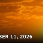 Tippah County News Today, October 11: Near-Record Heat, Burn Ban, Walnut and Ripley Football Bright sun sinking through orange clouds with the date October 11, 2026 for the Tippah County news and near-record heat forecast