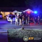 14 Arrested in North Mississippi Drug and Gun Bust Led by Homeland Security Task Force ATF agents and law enforcement officers gather during a nighttime enforcement operation in North Mississippi