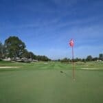 Ripley Golf Wins 2026 MHSAA Class 4A State Title Golf green with a red pin flag under a blue sky, illustrating the Ripley golf state title