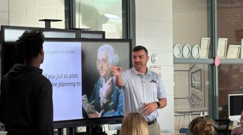 NEMCC Workforce's Morgan Fisher speaks to Ripley High School seniors about career options