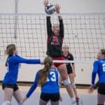 Ripley Volleyball Rallies Past North Pontotoc in 4A Playoffs High school girls volleyball match in action, illustrating Ripley volleyball's playoff win