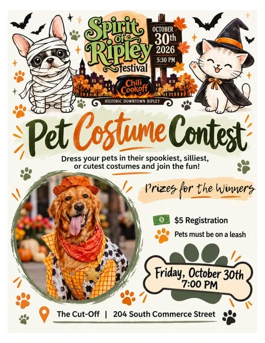 Spirit of Ripley Pet Costume Contest Set for Oct. 30
